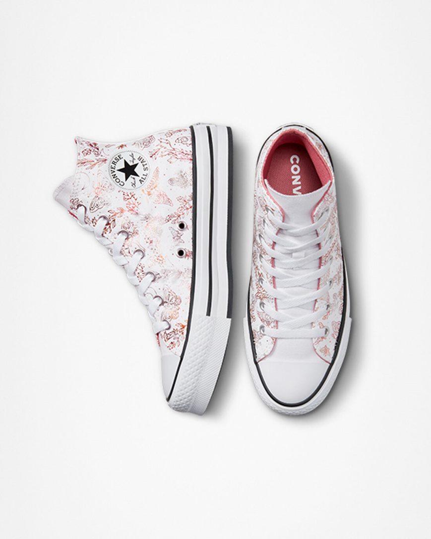 Zapatos Plataforma Converse Chuck Taylor All Star EVA Lift Butterfly Shine Altas Niña Blancas Rosas Negras | PE E874P2